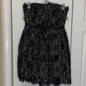 Robert Rodriguez Strapless Black and Cream Lace Dress